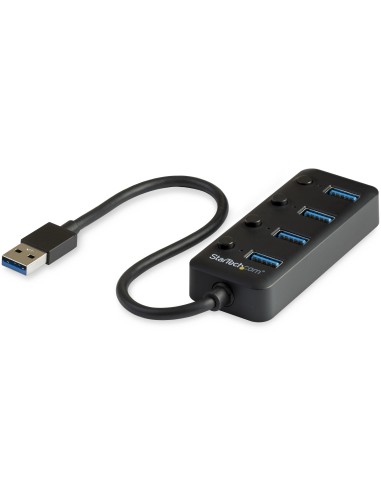StarTech.com Hub Ladrón USB 3.0 4 Puertos - USB-A a USB 3.0 Tipo A con Interruptores Individuales de Encendido Apagado - USB