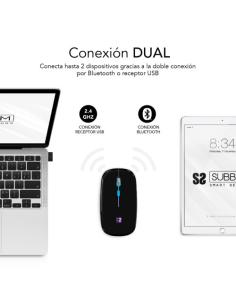 RATÓN ÓPTICO INALÁMBRICO 2.4G Y BT RGB LED DUAL FLAT MOUSE BLACK 2