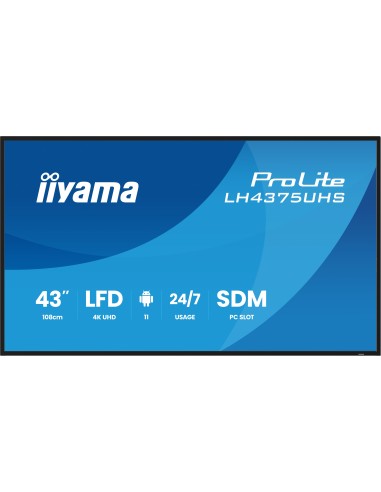 iiyama LH4375UHS-B2AG pantalla de señalización Pantalla plana para señalización digital 108 cm (42.5") LCD Wifi 500 cd   m² 4K
