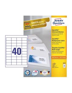 Avery 3657 etiqueta autoadhesiva Rectángulo Permanente Blanco 4000 pieza(s)